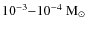 $10^{-3}{-}10^{-4}~{\rm M}_\odot$