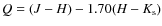 $Q= (J - H) - 1.70 (H - K_{\rm s})$