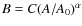 $B = C(A/A_0)^\alpha$