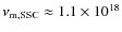 $\nu_{\rm m,SSC} \approx 1.1 \times 10^{18}$