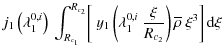 $\displaystyle j_1\left(\lambda_1^{0,i}\right) \:
\int_{R_{c_1}}^{R_{c_2}}\!\lef...
...lambda_{1}^{0,i}~\frac{\xi}{R_{c_2}}\right)\overline\rho~\xi^3\right]{\rm d}\xi$