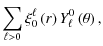 $\displaystyle \sum_{\ell>0} \xi_0^\ell \left(r\right) Y_\ell ^0\left(\theta\right),$