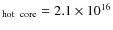 $_{\rm hot\;\;core}=2.1\times10^{16}$