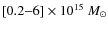 $[0.2{-}6]\times 10^{15}~M_{\odot}$