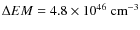 $\Delta EM =4.8 \times 10^{46}~ {\rm cm^{-3}}$