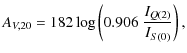 $\displaystyle A_{V,20}=182 \log \left(0.906 \;\frac{I_{Q(2)}}{I_{S(0)}}\right),$