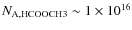 $N_{\rm A, HCOOCH3} \sim 1 \times 10^{16}$
