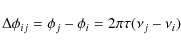 \begin{displaymath}\Delta\phi_{ij} = \phi_j - \phi_i = 2\pi\tau(\nu_j - \nu_i)
\end{displaymath}