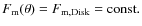 $F_{\rm m}(\theta) = F_{\rm m, Disk} = {\rm const.}$