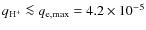 $q_{{\rm H}^{+}} \la q_{\rm e, max} = 4.2\times 10^{-5}$