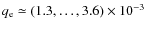 $q_{\rm e}\simeq (1.3,\ldots, 3.6)\times 10^{-3}$