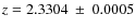 $z=2.3304~\pm~0.0005$