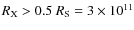 $R_{\rm X}>0.5~R_{\rm S}=3 \times 10^{11}$