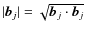 $\vert{\vec b}_{j}\vert = \sqrt{{\vec b}_j \cdot {\vec b}_j}$