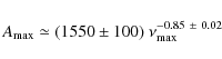 \begin{displaymath}
A_{{\rm max}}\simeq (1550 \pm 100)\ \nu_{{\rm max}}^{-0.85 ~\pm~ 0.02}
\end{displaymath}
