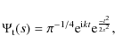\begin{displaymath}\Psi_{\rm t} (s) = \pi^{-1/4} {\rm e}^{{\rm i}kt}{\rm e}^{\frac{-t^{2}} {2s^{2}}},
\end{displaymath}