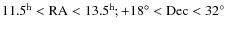 $11.5^{\rm h}<{\rm RA}<13.5^{\rm h};+18^{\circ}<{\rm Dec}<32^{\circ}$