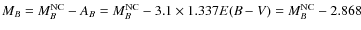 $M_B = M_B^{\rm NC} - A_B = M_B^{\rm NC} - 3.1\times 1.337 E(B-V) = M_B^{\rm NC} - 2.868$