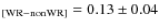 $_{\rm [WR - nonWR]}=0.13\pm0.04$