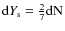${\rm d}Y_{{\rm s}} = \frac{2}{7}{\rm dN}$