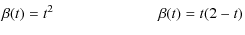 $\displaystyle \beta(t) = t^2 \hspace{2.4cm} \beta(t) = t(2-t)$