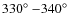 $330\hbox{$^\circ$ }{-}340\hbox{$^\circ$ }$