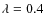 $\lambda=0.4$