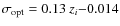 $\sigma_{\rm opt} = 0.13~ z_i{-}0.014$