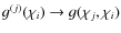 $g^{(j)}(\chi_i) \rightarrow g(\chi_j,\chi_i)$