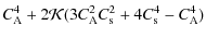 $\displaystyle C_{{\rm A}}^{4}+2{\cal K}(3C_{{\rm A}}^{2}C_{{\rm s}}^{2}+4C_{{\rm s}}^{4}-C_{{\rm A}}^{4})$