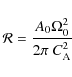 \begin{displaymath}{\cal R}= \frac{A_{0}\Omega^{2}_{0}}{2\pi~C_{{\rm A}}^{2}}
\end{displaymath}