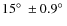 $15 \hbox{$^\circ$ }\pm 0.9 \hbox{$^\circ$ }$