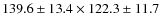 $139.6\pm13.4 \times 122.3\pm11.7$