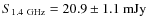 $S_{1.4~{\rm GHz}} = 20.9 \pm 1.1~{\rm mJy}$