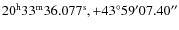 $20^{\rm h}33^{\rm m}36.077^{\rm s}, +43^{\circ}
59' 07.40''$