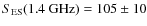 $S_{\rm ES} (\rm 1.4~GHz)= 105\pm10$