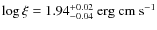 $\log\xi =1.94^{+0.02}_{-0.04} \rm ~erg ~cm~s^{-1}$