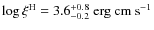 $\log\xi ^{\rm H}=3.6^{+0.8}_{-0.2} \rm ~erg ~cm ~s^{-1}$