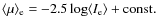$\langle \mu \rangle _{\rm e} = -2.5 \log \langle I_{\rm e} \rangle + {\rm const.}$