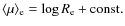 $\langle \mu \rangle _{\rm e} = \log R_{\rm e} + {\rm const.}$