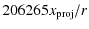 $\displaystyle 206265 x_{{\rm proj}} / r$