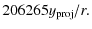 $\displaystyle 206265 y_{{\rm proj}} / r .$