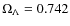 $\Omega_{\Lambda}=0.742$