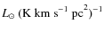 $L_{\odot}~({\rm K~km~s^{-1}~pc}^2)^{-1}$