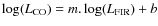 $\log(L_{\rm CO})=m.\log(L_{\rm FIR})+b$