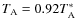 $T_{\rm A}=0.92T_{\rm A}^*$