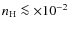 $n_{\rm H} \la \times 10^{-2}~$