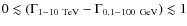 $0\lesssim(\Gamma_{1-10~{\rm TeV}}-\Gamma_{0.1-100~{\rm GeV}})\lesssim1$
