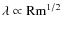 $\lambda\propto{\rm Rm}^{1/2}$
