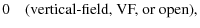 $\displaystyle 0 \quad\mbox{(vertical-field, VF, or open)},$